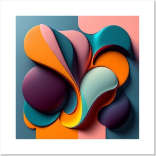 Abstract Wave 3D Posters and Art